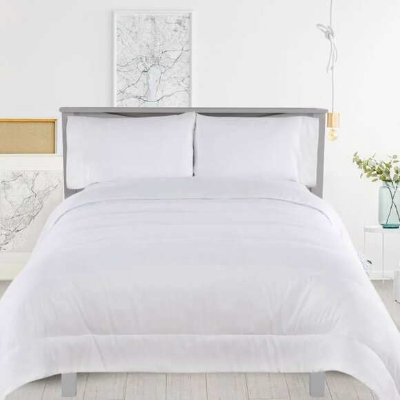 New White Embossed 5 Piece Comforter Set • KING Size - Picture 7 of 7